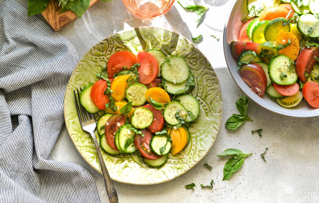 Cucumber Tomato Basil Salad Nourishing Meals